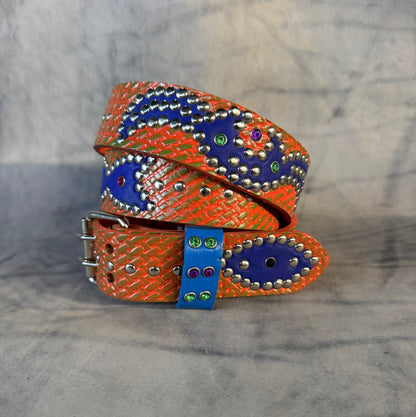 Traditional orange + green Embossed Origins Belt (blue)