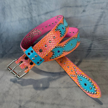 Traditional pink + Yellow Origins Belt (sky blue)