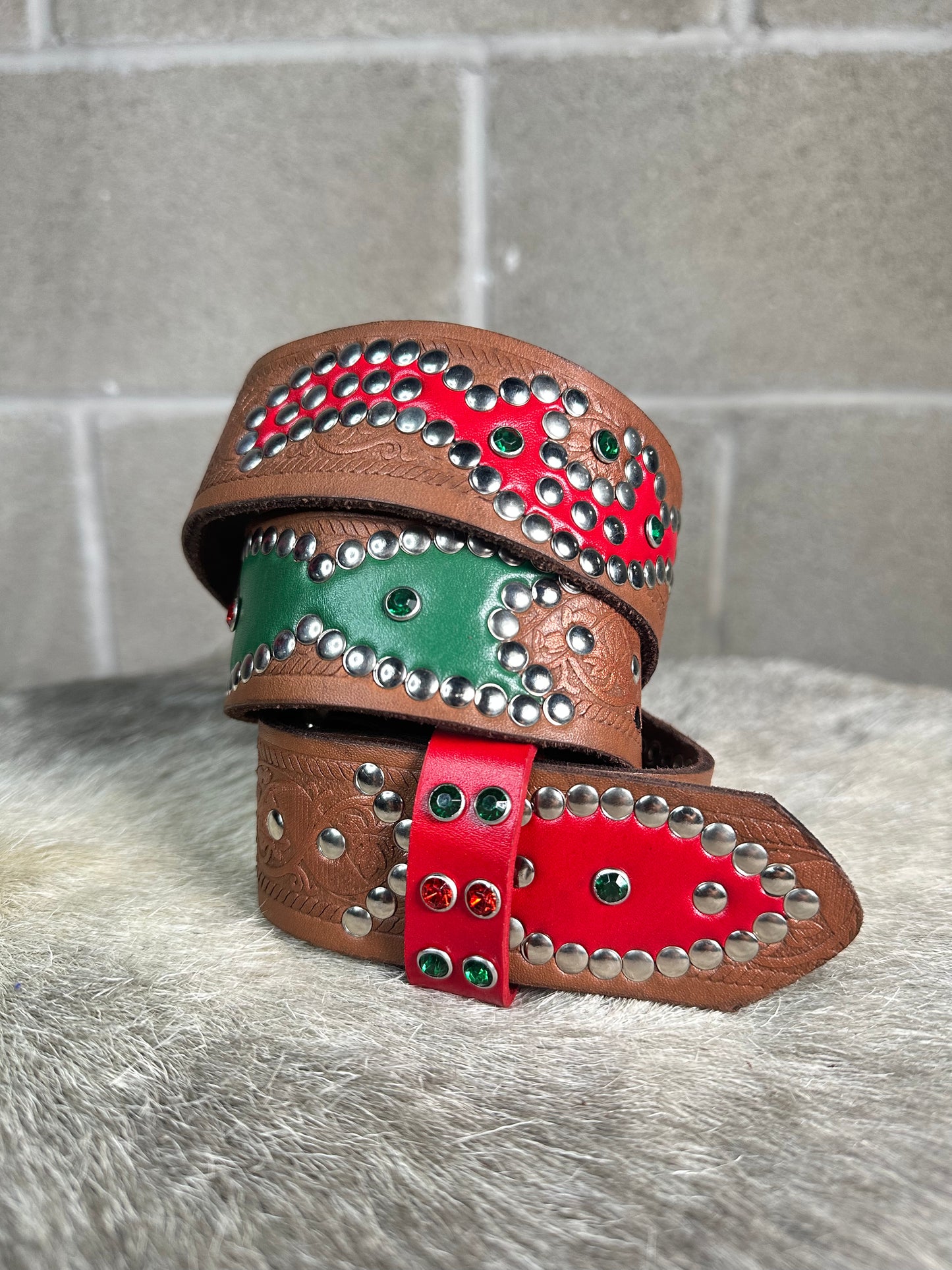 Traditional Brown Origins Belt (Red and Green)