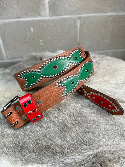 Traditional Brown Origins Belt (Red and Green)