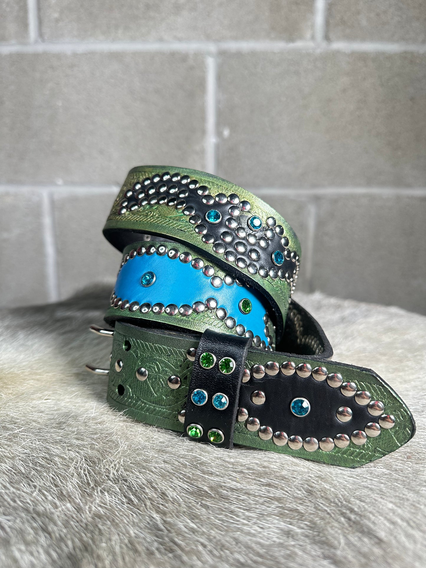 Traditional Green + Yellow Origins Belt (Black and Sky Blue)