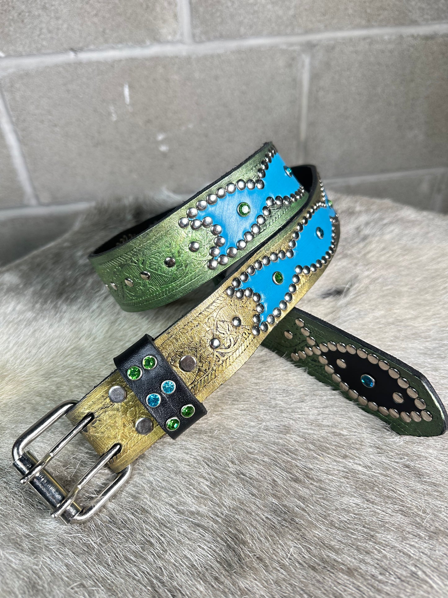 Traditional Green + Yellow Origins Belt (Black and Sky Blue)