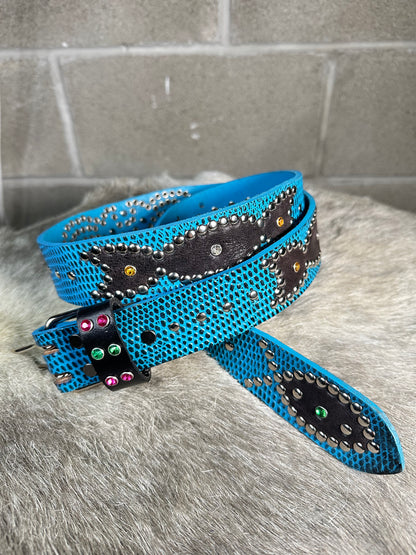 Python Sky Blue + Black Embossed Origins Belt (Black)