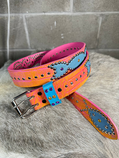 Reptile Orange + Pink Embossed Origins Belt (Turquoise)