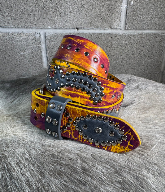 Croc Purple+Yellow Embossed Origins Belt (crystal grey)