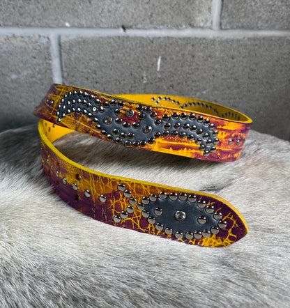 Croc Purple+Yellow Embossed Origins Belt (crystal grey)