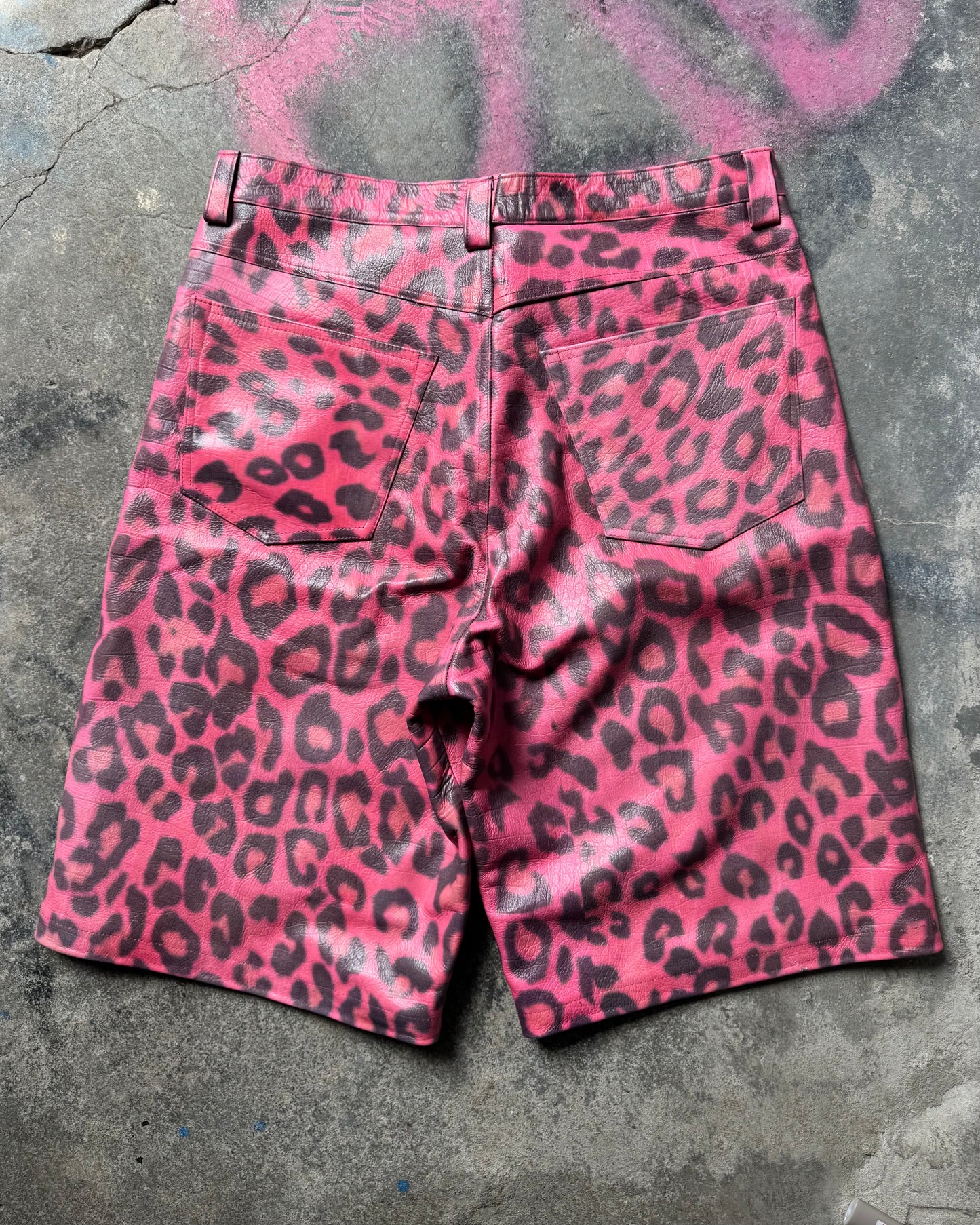 Pink Cheetah Shorts (croc embossed leather)