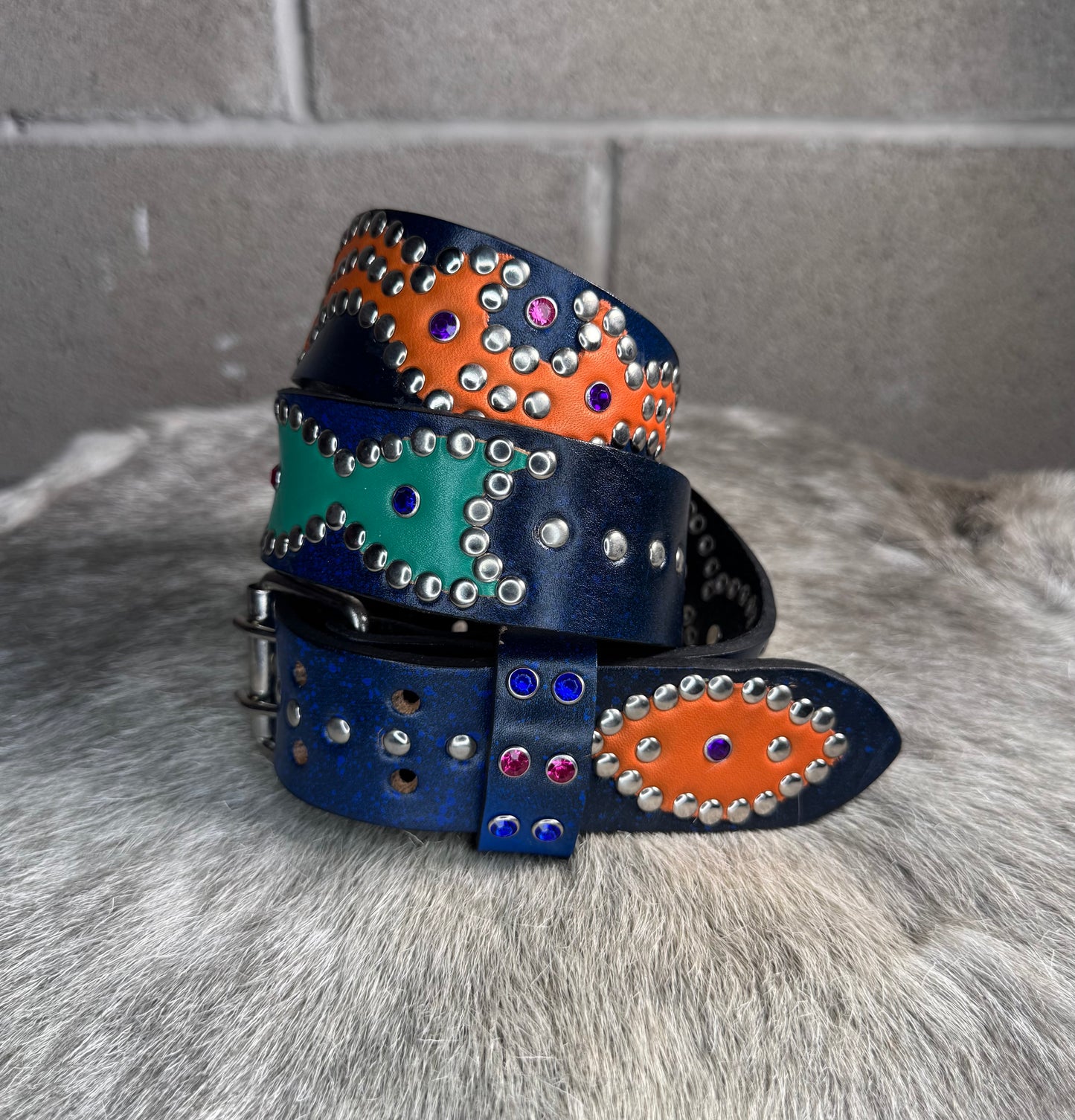 Blue+Black Faded Origins Belt (turquoise/orange)
