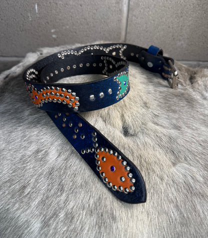 Blue+Black Faded Origins Belt (turquoise/orange)