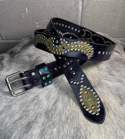 Purple+Black Distressed Origins Belt (crystalized green)