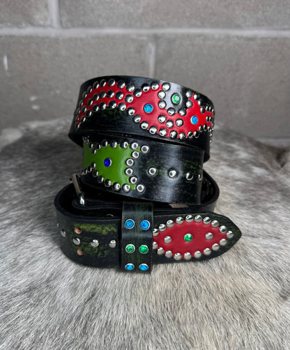Black+Lime Green Distressed Origins Belt (red/lime green)