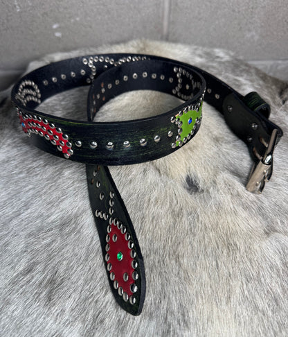 Black+Lime Green Distressed Origins Belt (red/lime green)