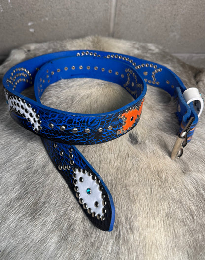 Croc Blue+Black Embossed Origins Belt (orange/white)