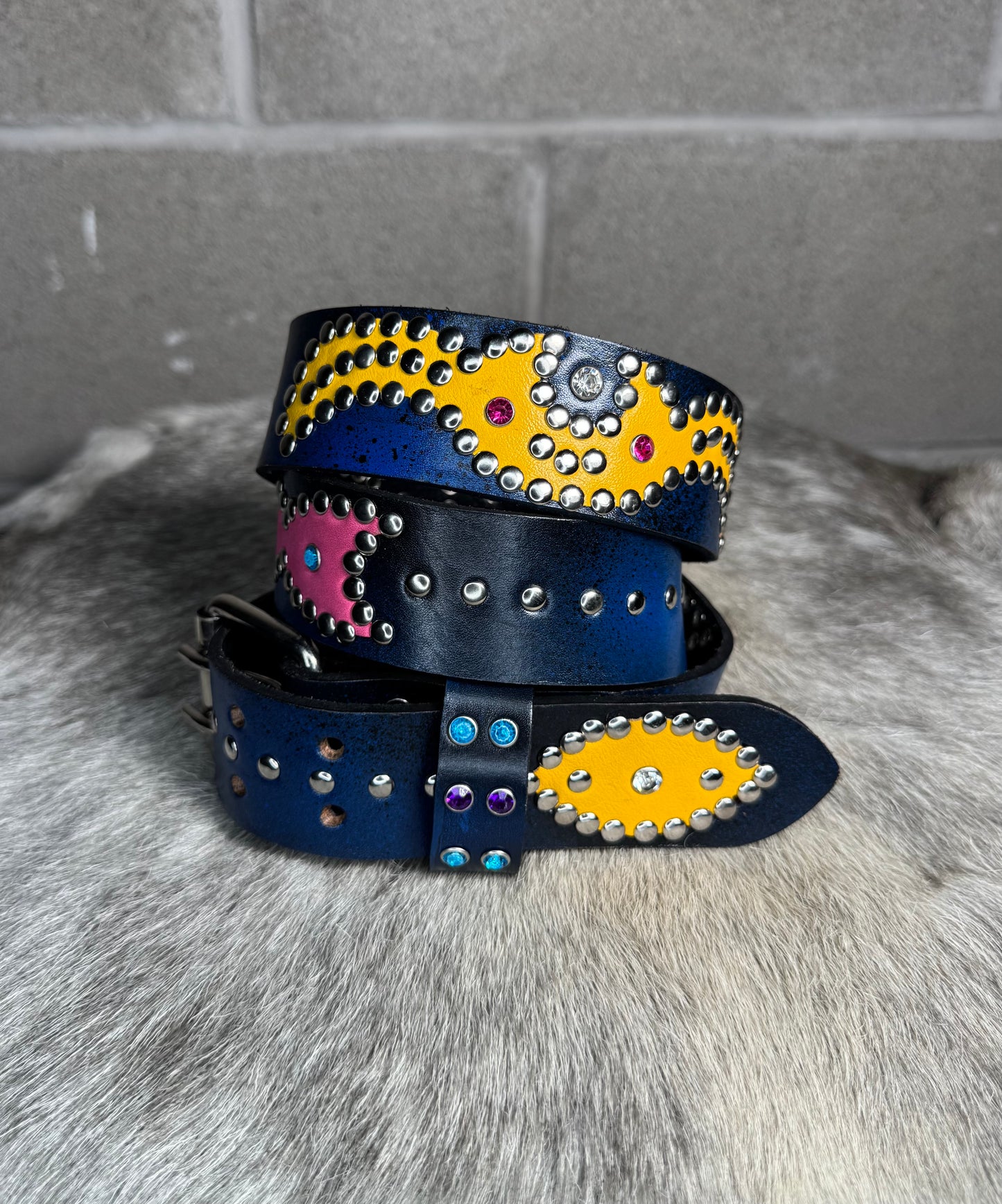 Blue+Black Faded Origins Belt (pink/yellow)