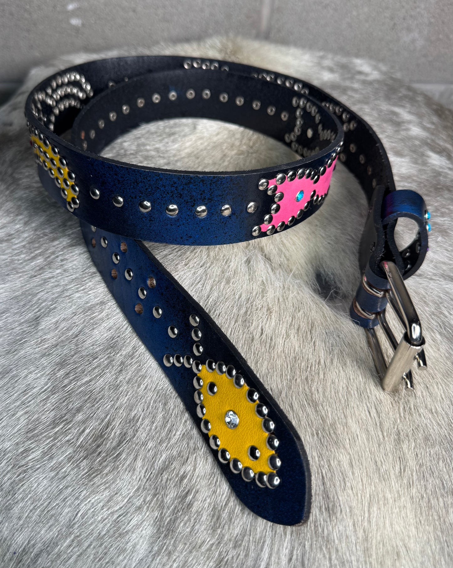 Blue+Black Faded Origins Belt (pink/yellow)