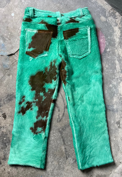 Turquoise Cowhide Pants (brown print)