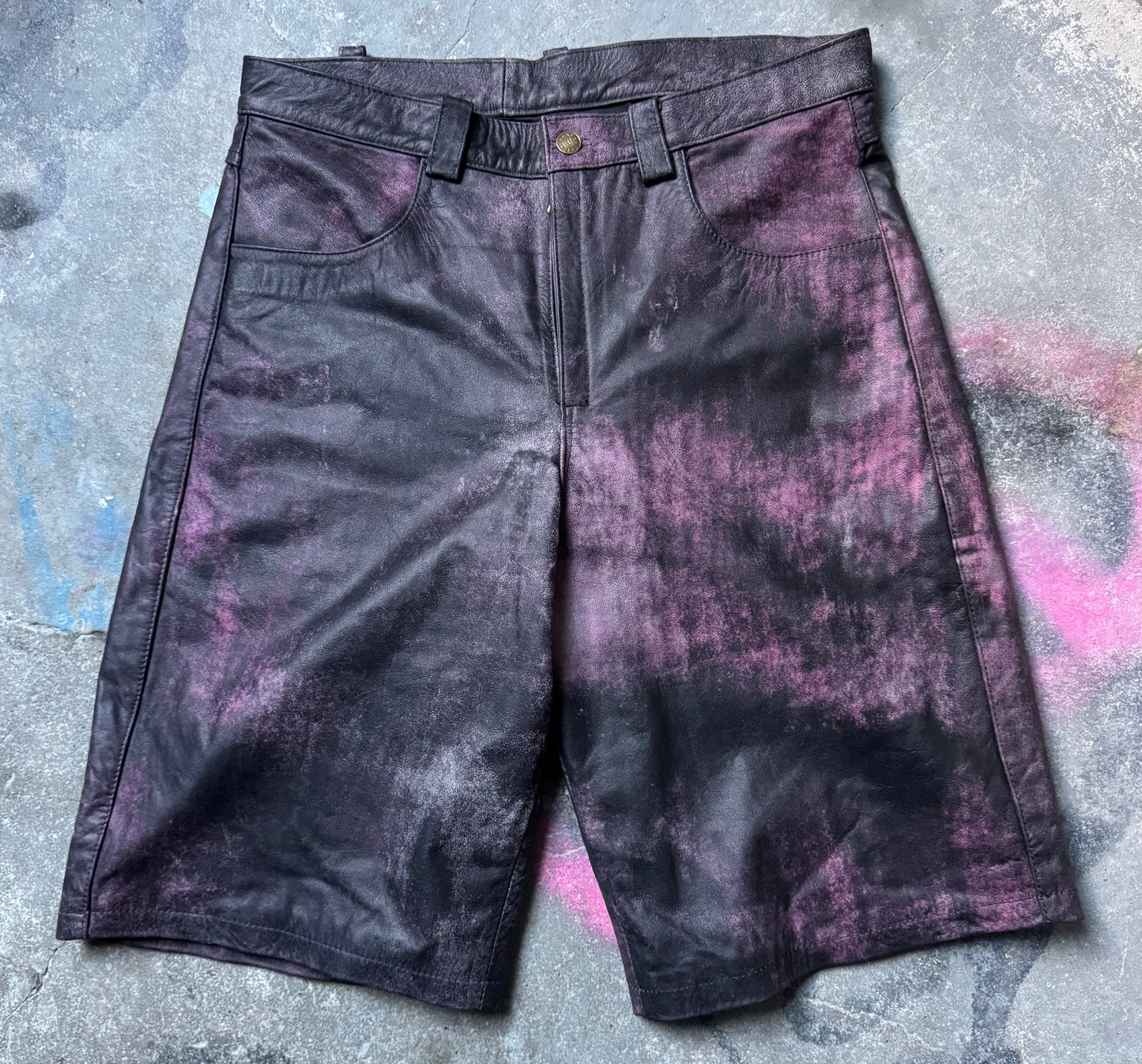 Distressed Shorts (Fuchsia/Black)