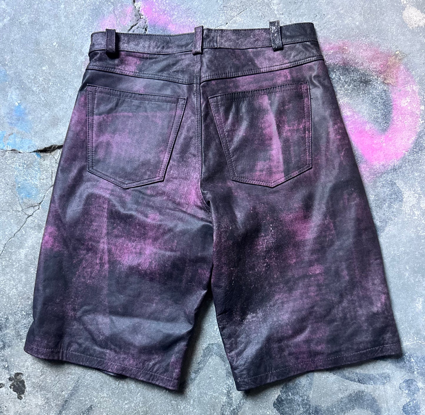 Distressed Shorts (Fuchsia/Black)