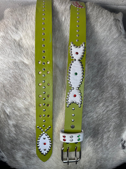 OLIVE GREEN Origins Belt (red and white)