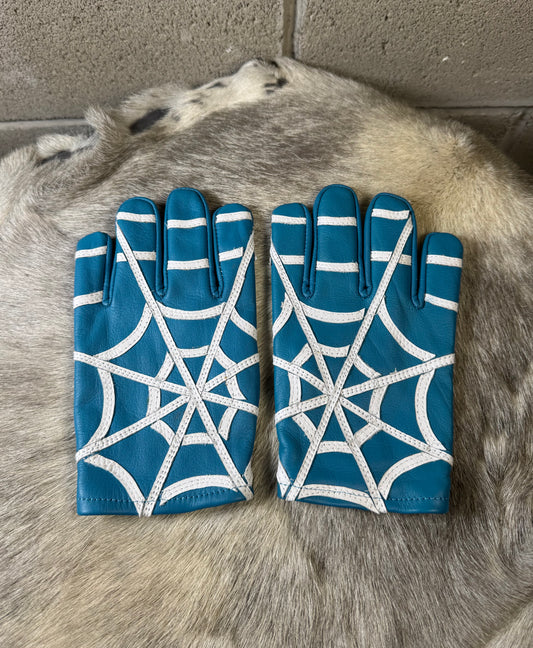 Blue Spider Web Gloves