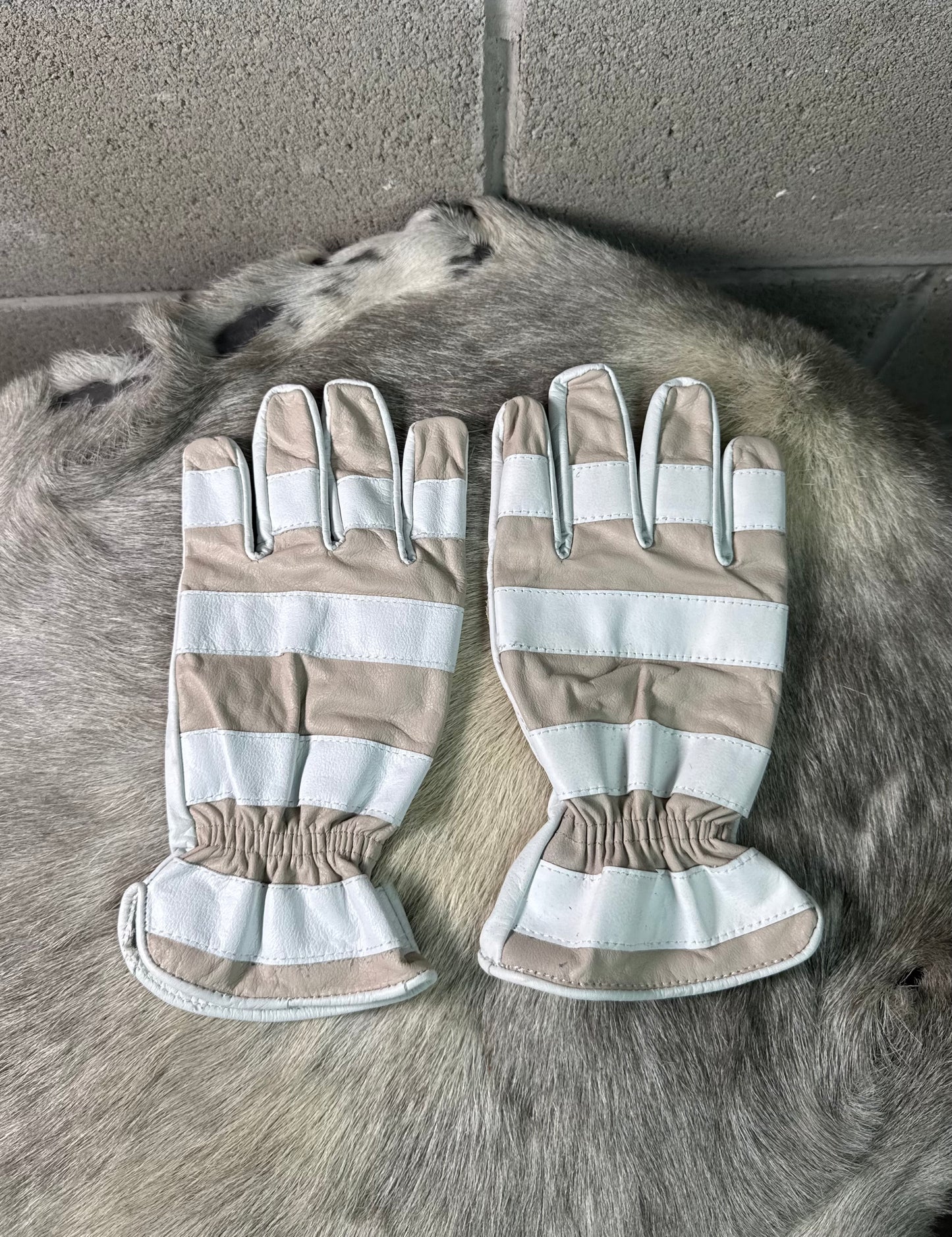 Tan & White Stripes Gloves