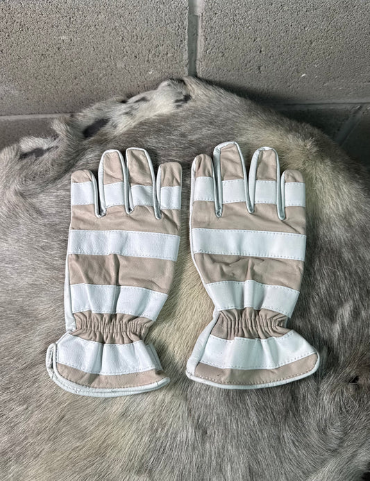 Tan & White Stripes Gloves