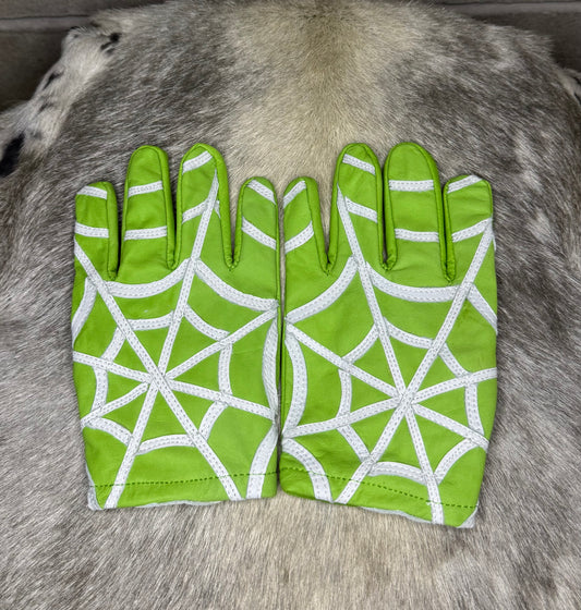 Green & White Spider Web Gloves