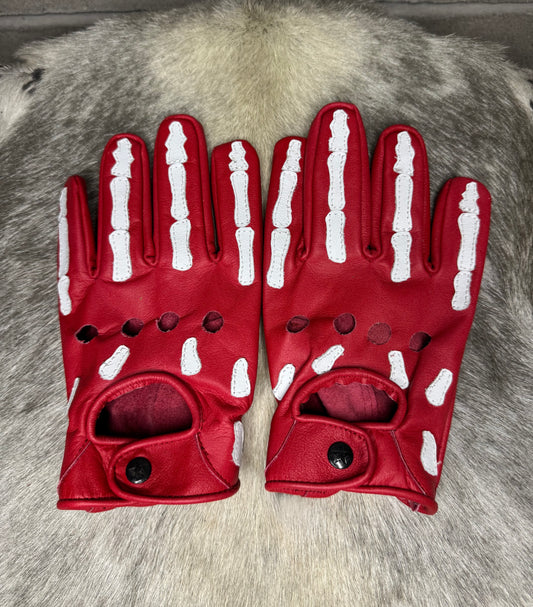 Red & White Skeleton Gloves