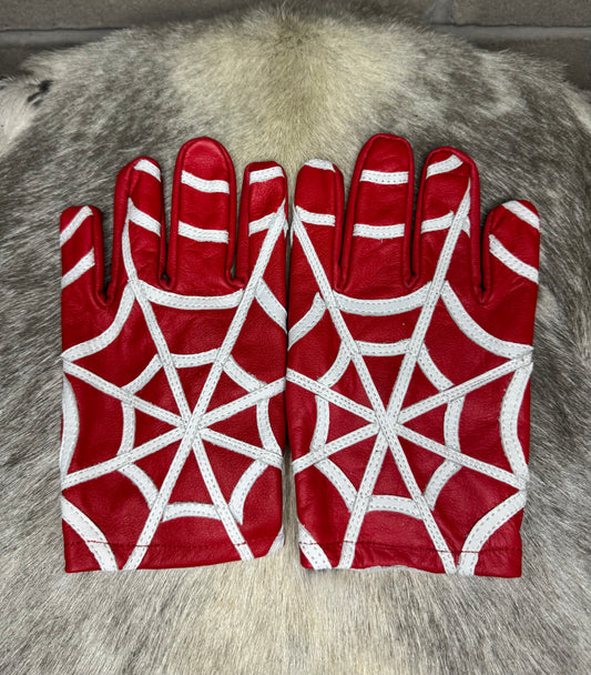 Red & White Spider Web Gloves