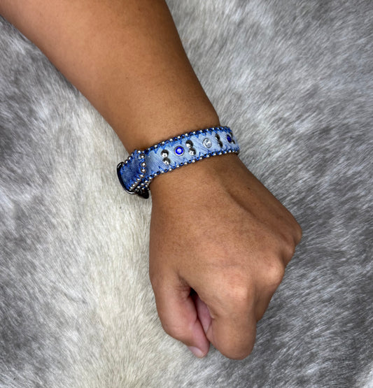 Blue Cowhide Bracelet