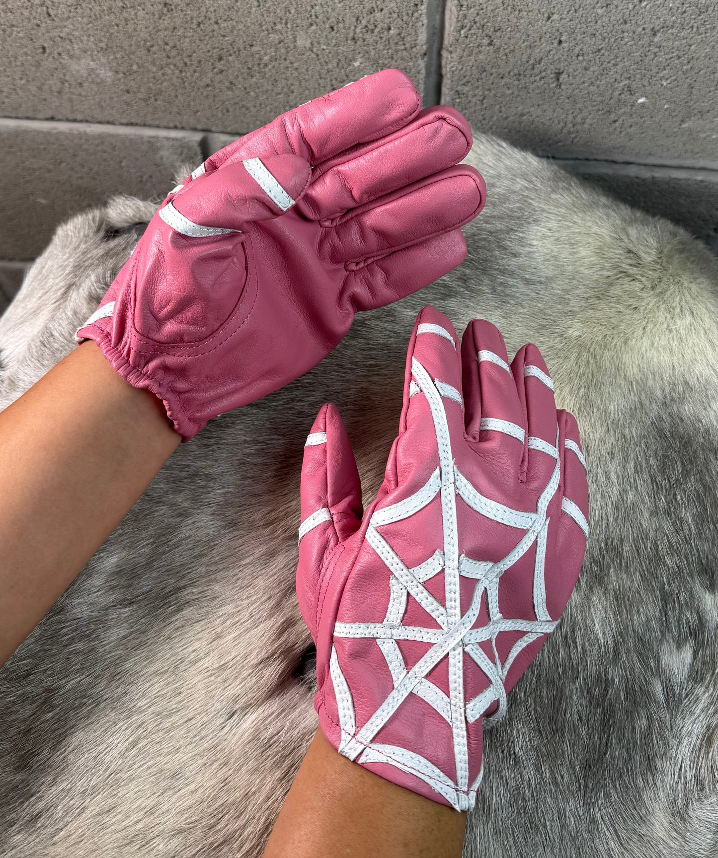 Pink Spider Web Gloves