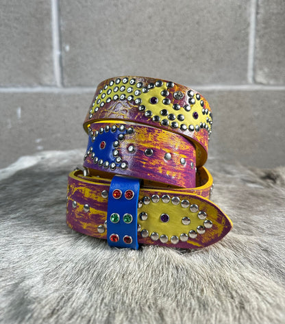 Croc Yellow+Purple Embossed Origins Belt (yellow/blue)