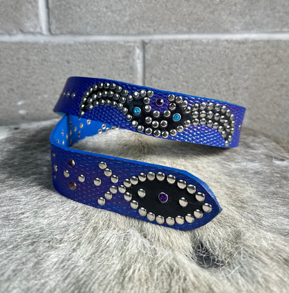 Python Blue+Purple Embossed Origins Belt (black/white)