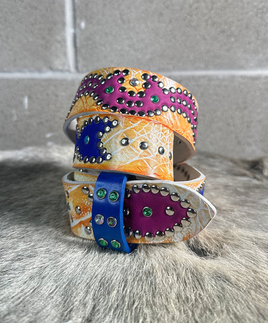 Croc Orange+White Embossed Origins Belt (purple/blue)