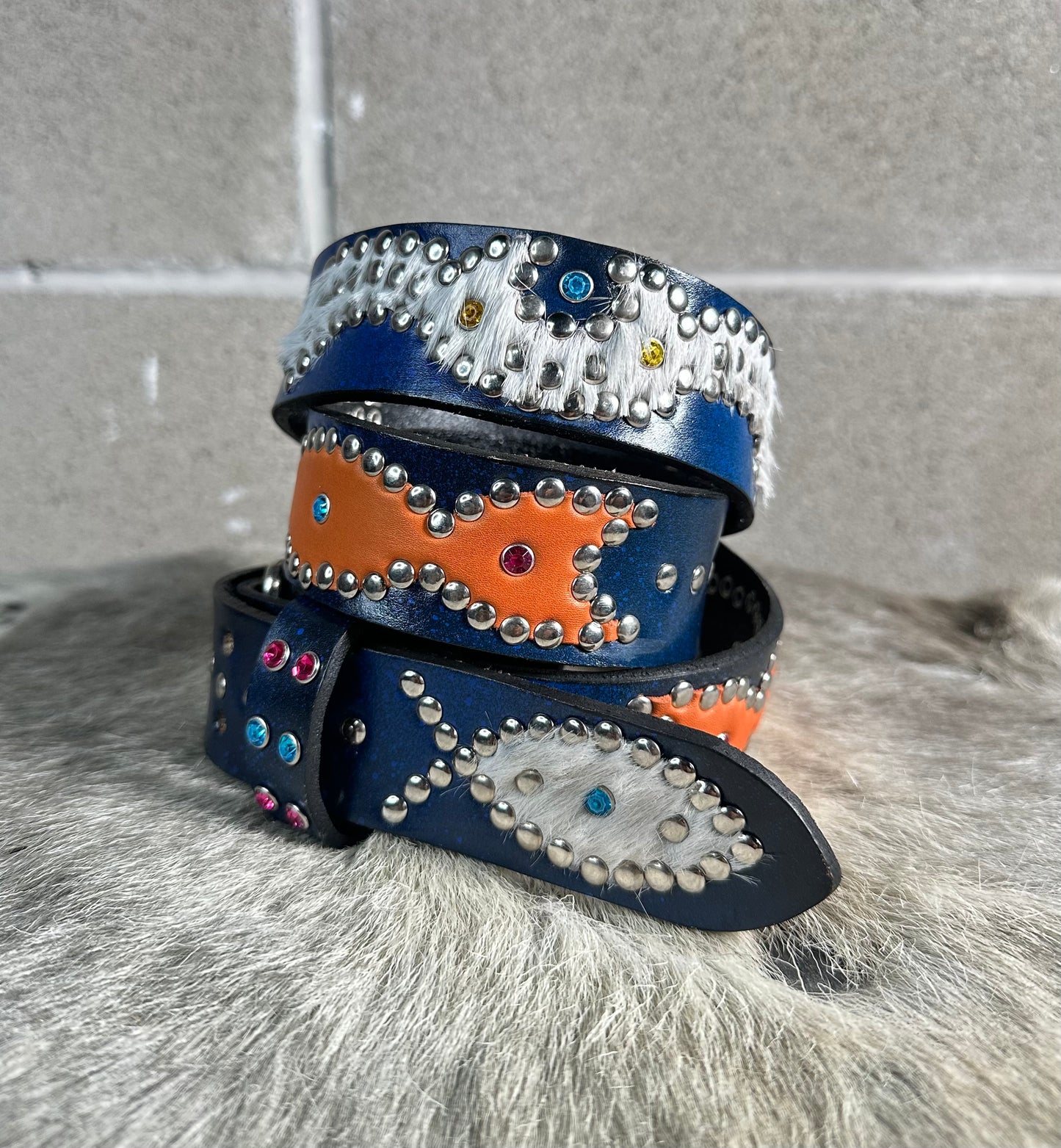 Blue+Black Faded Origins Belt (cowhide/orange)
