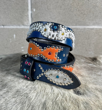 Blue+Black Faded Origins Belt (cowhide/orange)