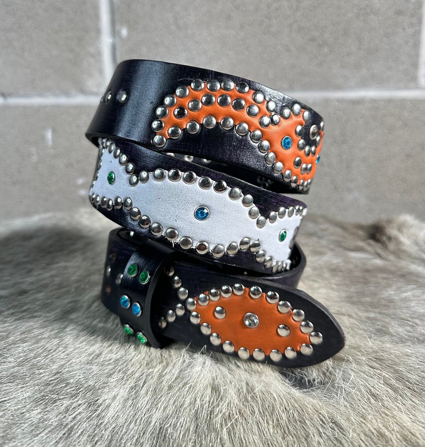 Purple+Black Distressed Origins Belt (white/orange)