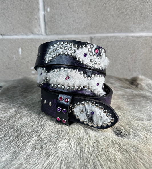 Black+Purple Distressed Origins Belt (cowhide)