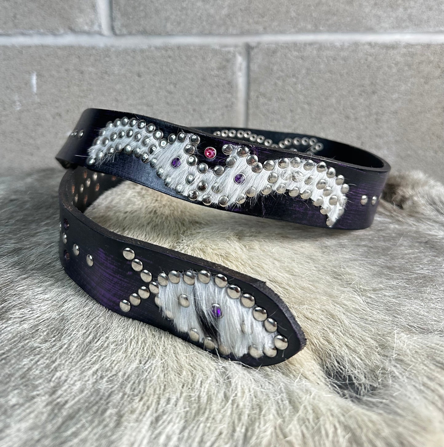 Black+Purple Distressed Origins Belt (cowhide)
