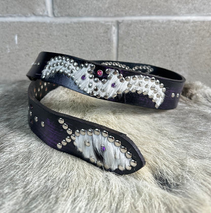 Black+Purple Distressed Origins Belt (cowhide)