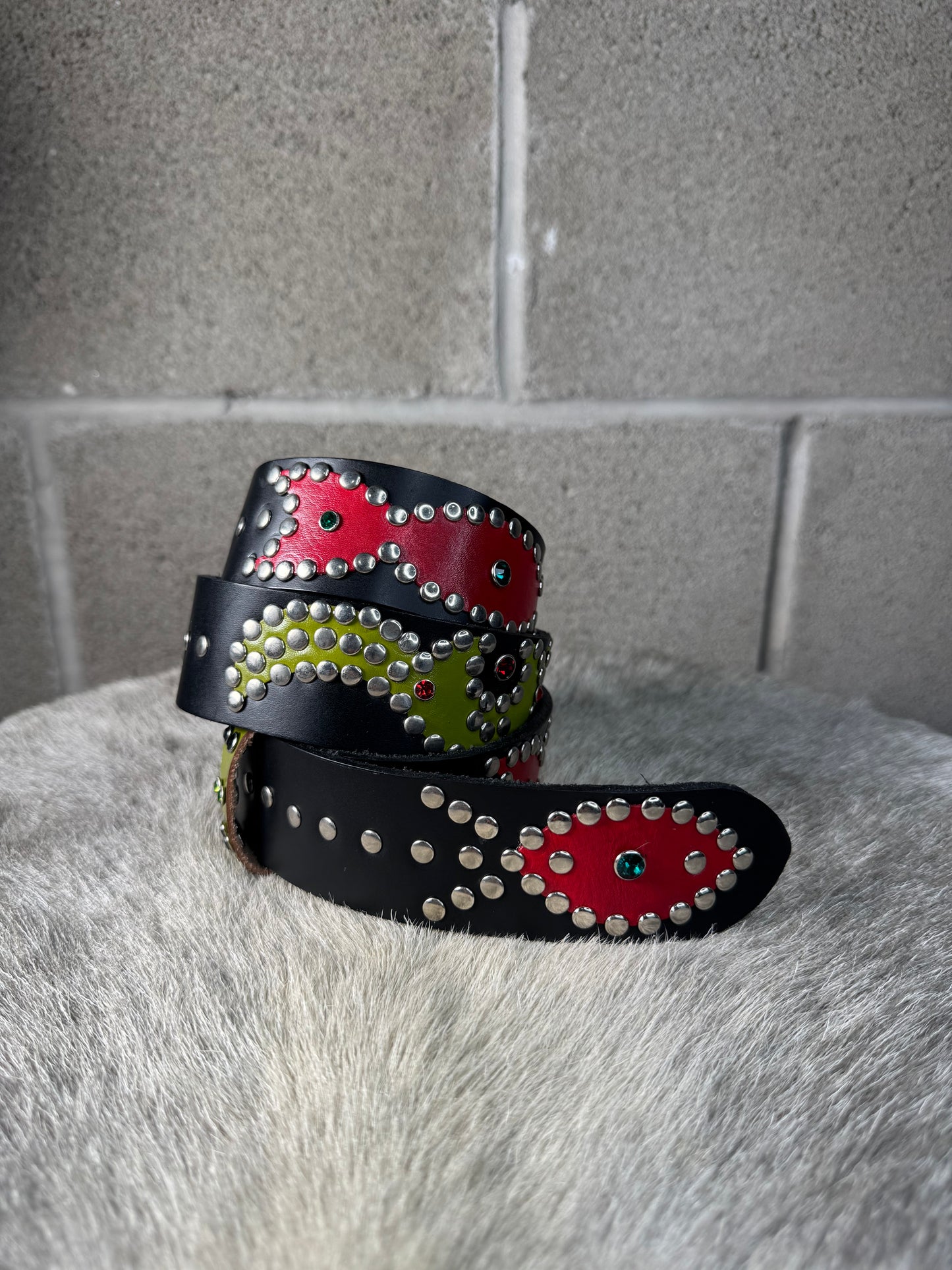 BLACK Origins Belt (lime, green & red)