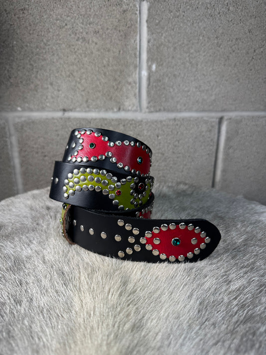 BLACK Origins Belt (lime, green & red)