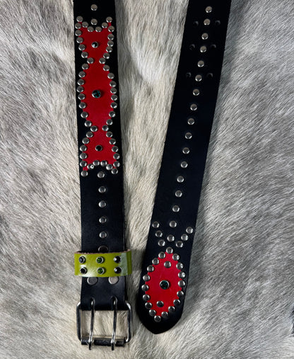 BLACK Origins Belt (lime, green & red)