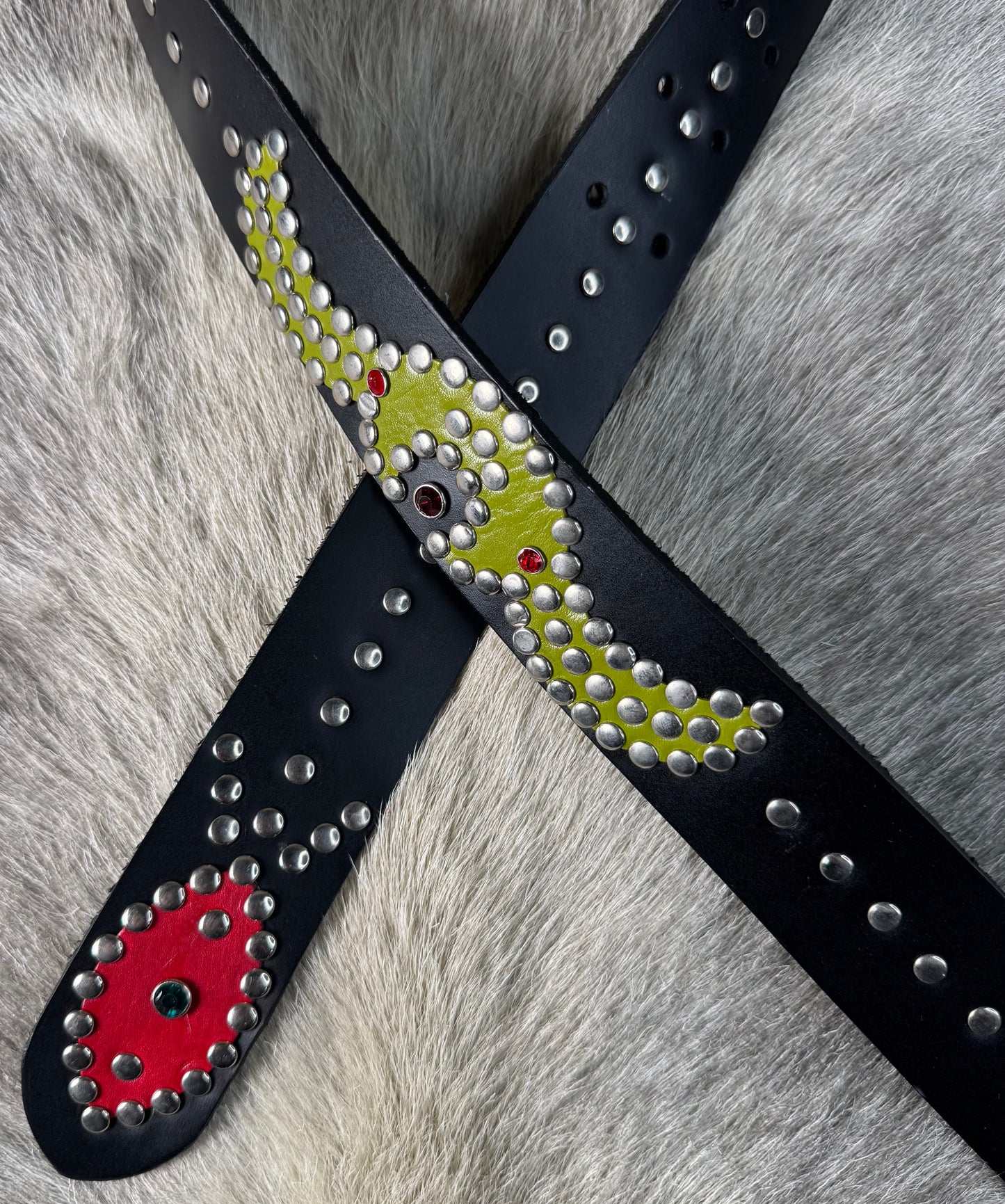 BLACK Origins Belt (lime, green & red)