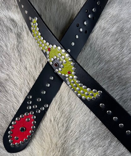 BLACK Origins Belt (lime, green & red)