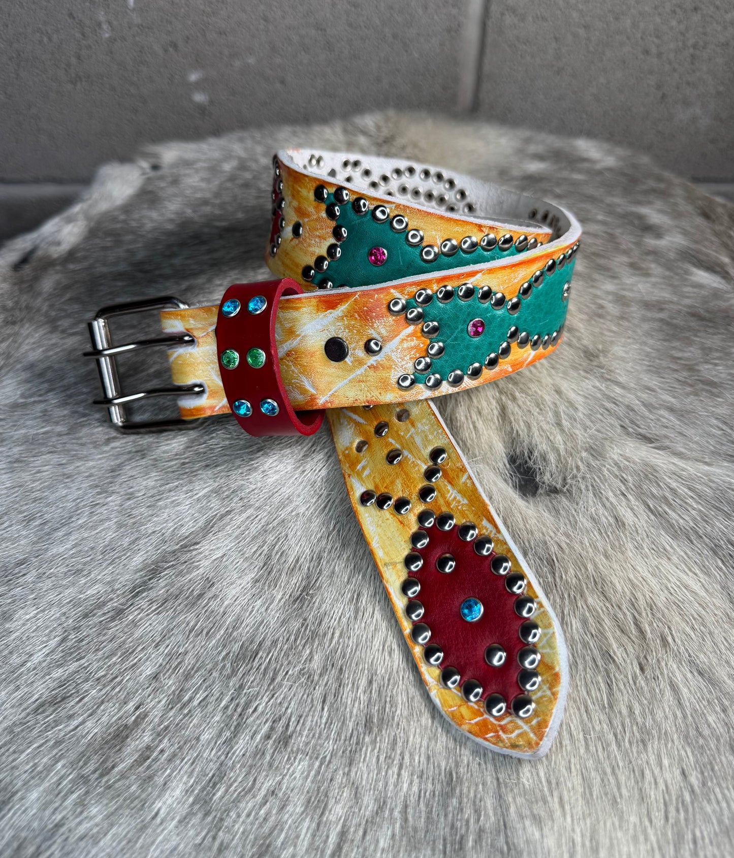 Croc White+Orange Embossed Origins Belt (red/turquoise)