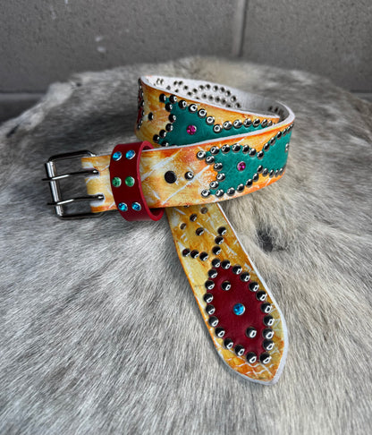 Croc White+Orange Embossed Origins Belt (red/turquoise)